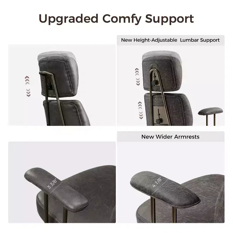 EUREKA ERGONOMIC Cameron, Chaise de bureau dossier haut en tissu suède synthétique