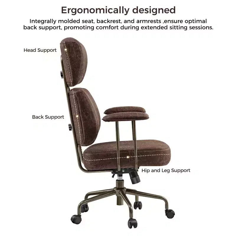 EUREKA ERGONOMIC Cameron, Chaise de bureau dossier haut en tissu suède synthétique