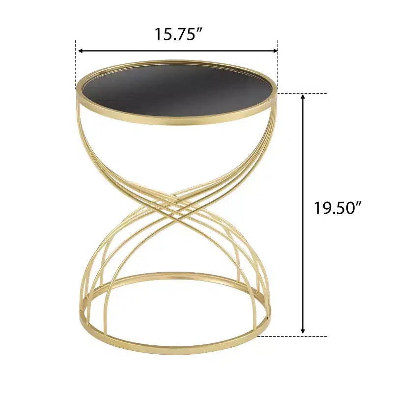 Table d'appoint ronde moderne Christopher Knight Home Lumi avec miroir, doré/noir