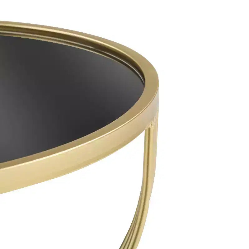 Table d'appoint ronde moderne Christopher Knight Home Lumi avec miroir, doré/noir