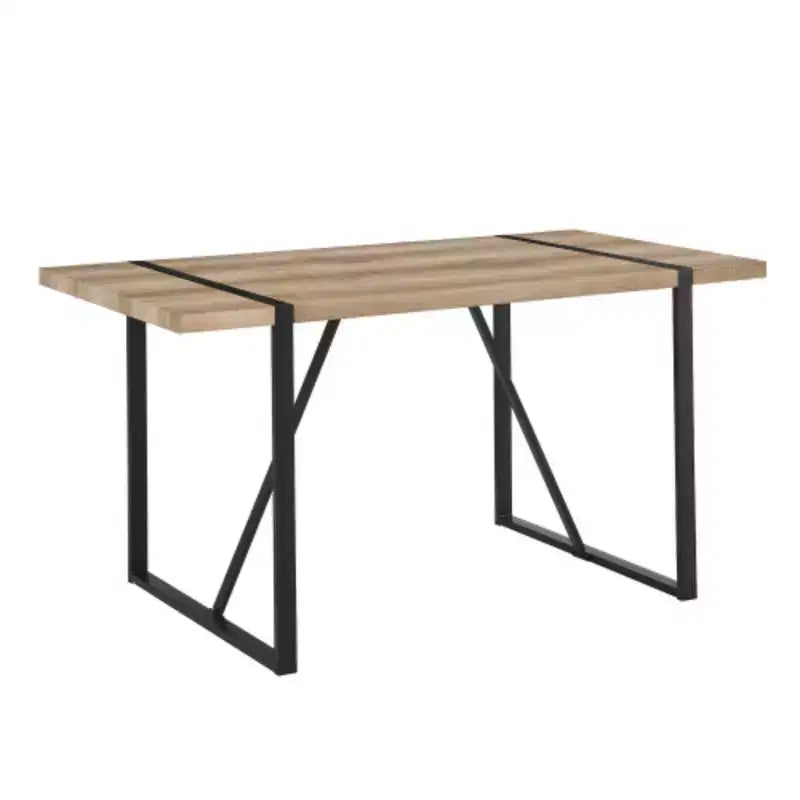 Table à manger industrielle rustique pour 4 à 6 personnes, plateau en bois de 3,8 cm d'épaisseur, pieds en métal, décoration polyvalente