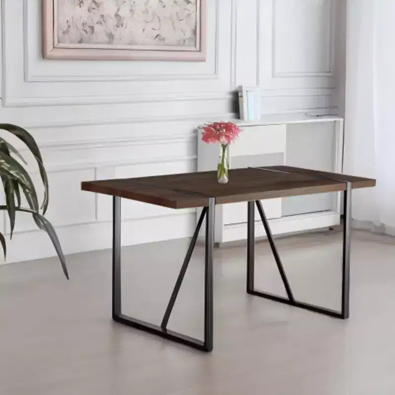 Table à manger industrielle rustique pour 4 à 6 personnes, plateau en bois de 3,8 cm d'épaisseur, pieds en métal, décoration polyvalente