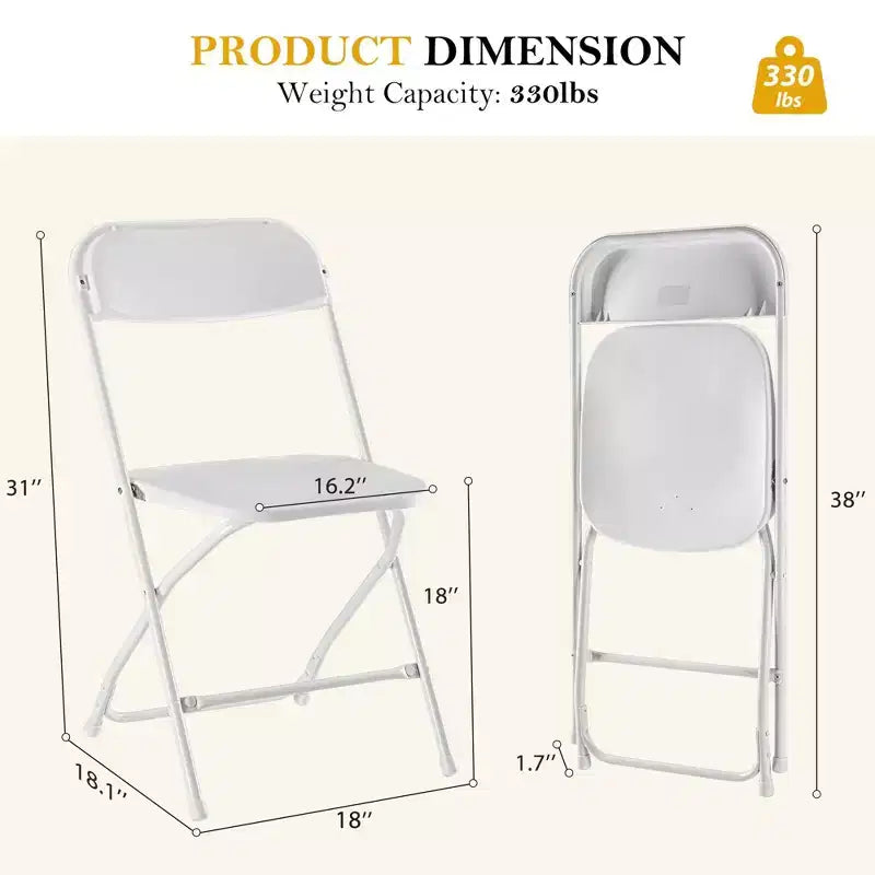 JIONJOY Chaises pliantes en similicuir noir avec cadre en acier (lot de 4)