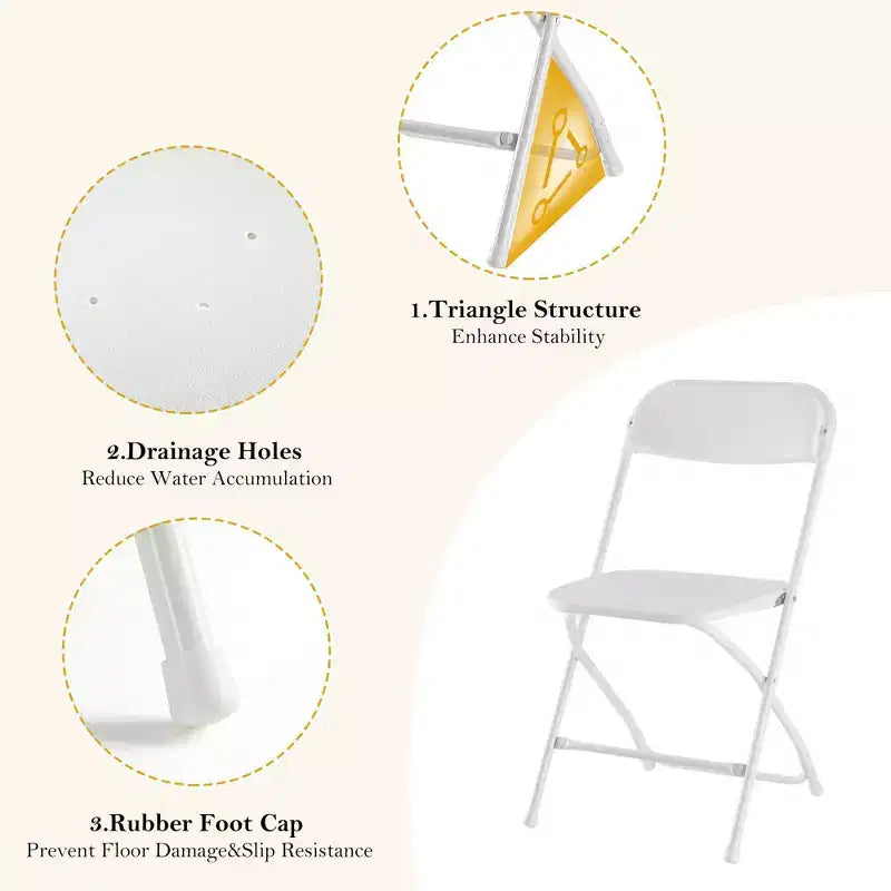 JIONJOY Chaises pliantes en similicuir noir avec cadre en acier (lot de 4)