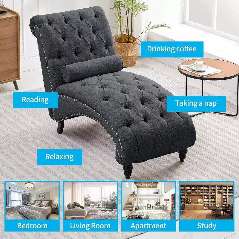 Mjkone Chaise Longue Capitonnée, Chaise Longue Intérieure