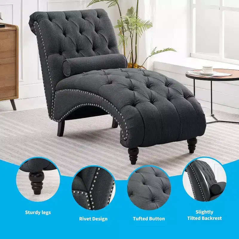 Mjkone Chaise Longue Capitonnée, Chaise Longue Intérieure