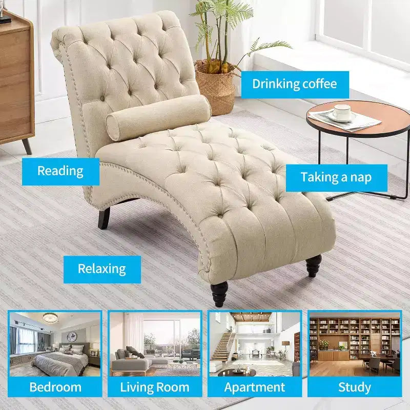 Mjkone Chaise Longue Capitonnée, Chaise Longue Intérieure