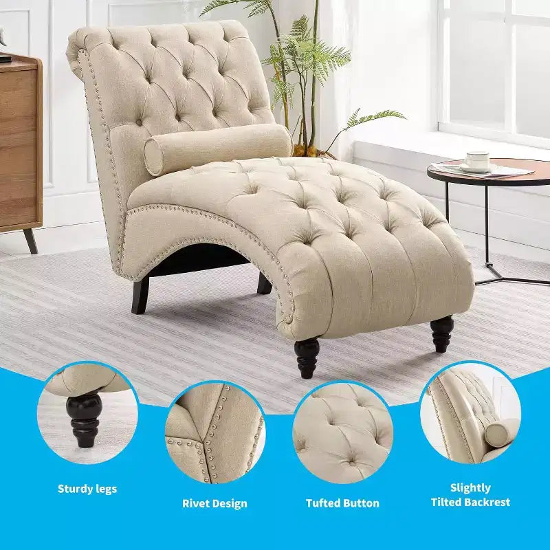 Mjkone Chaise Longue Capitonnée, Chaise Longue Intérieure