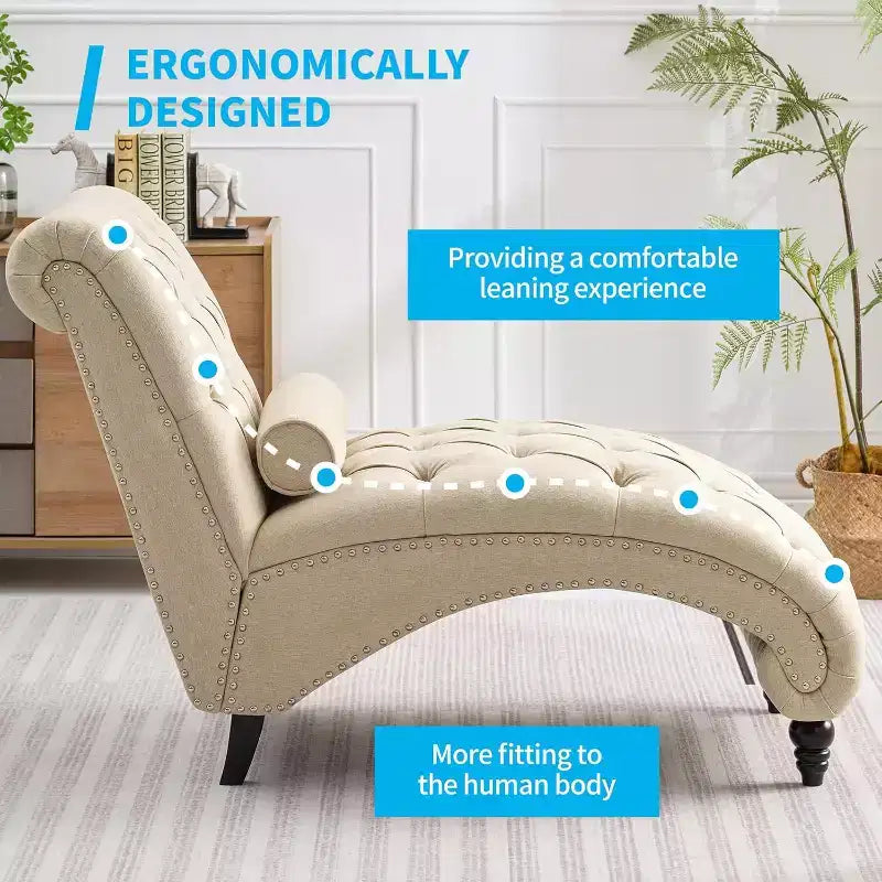 Mjkone Chaise Longue Capitonnée, Chaise Longue Intérieure