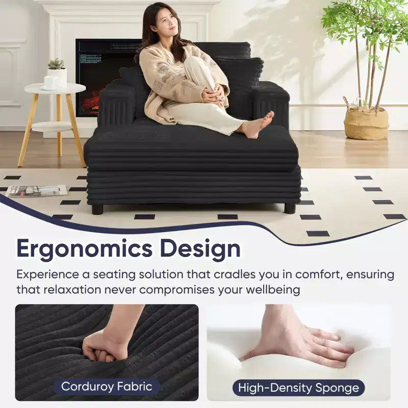 Mjkone 43 W Chaise Longue Intérieure Surdimensionnée avec Ottomane