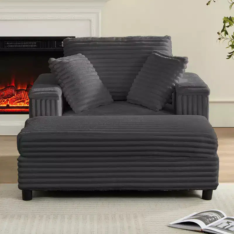Mjkone 43 W Chaise Longue Intérieure Surdimensionnée avec Ottomane