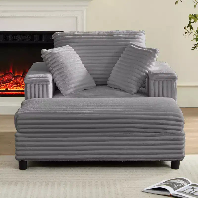 Mjkone 43 W Chaise Longue Intérieure Surdimensionnée avec Ottomane
