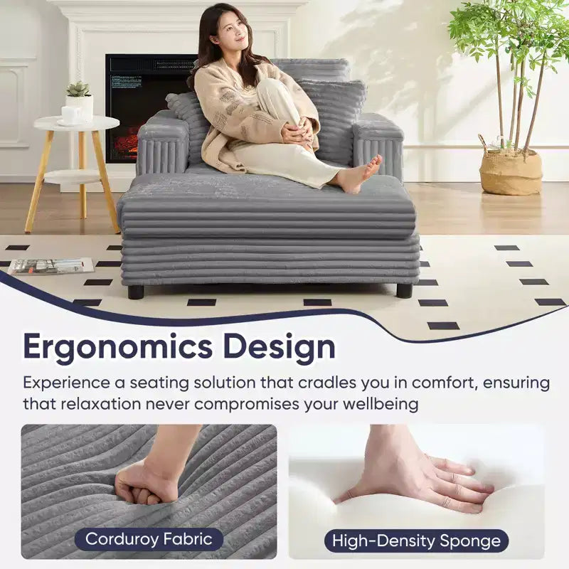 Mjkone 43 W Chaise Longue Intérieure Surdimensionnée avec Ottomane