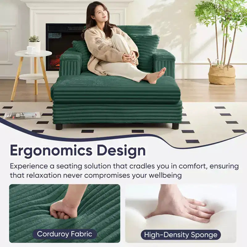 Mjkone 43 W Chaise Longue Intérieure Surdimensionnée avec Ottomane