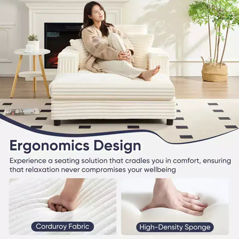 Mjkone 43 W Chaise Longue Intérieure Surdimensionnée avec Ottomane