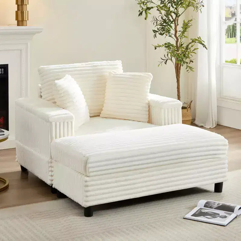 Mjkone 43 W Oversized Chaise Lounge Chair Indoor with Ottoman
