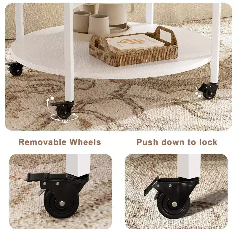 Hausource - Table basse relevable à roulettes blanche avec compartiment caché, étagère de rangement et roues