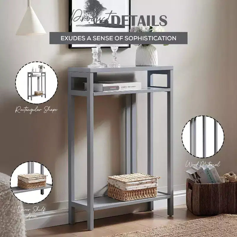 Kings Brand Furniture – Table console étroite avec étagères de rangement, table d'appoint pour chambre, entrée, couloir, salon, hall d'entrée