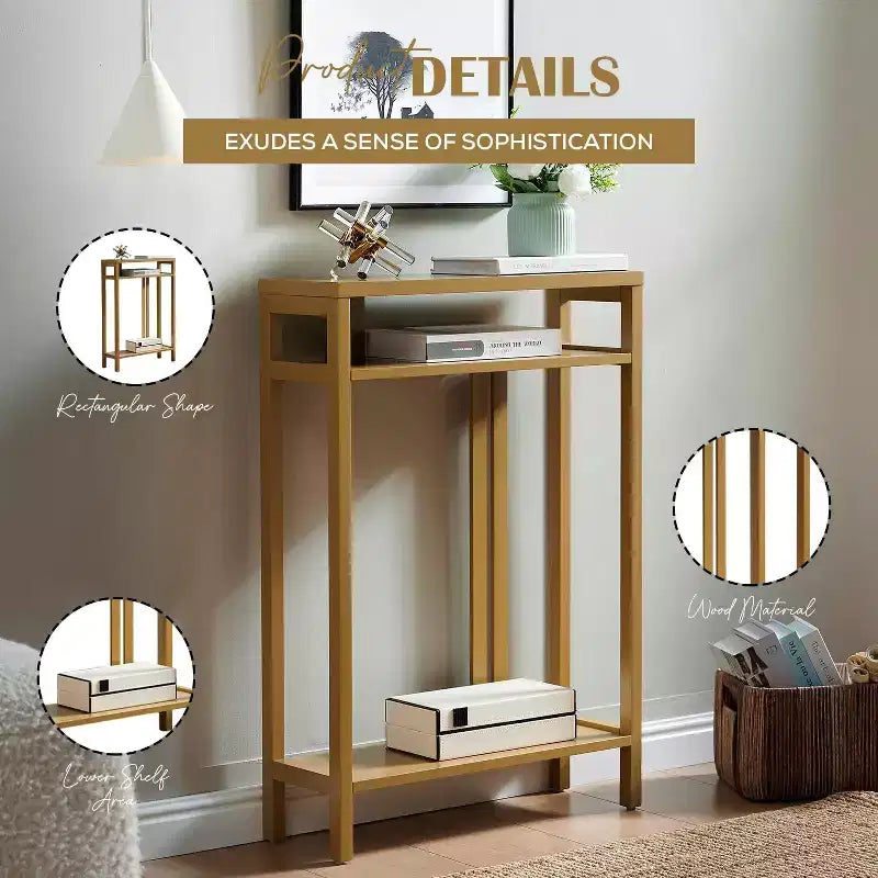 Kings Brand Furniture – Table console étroite avec étagères de rangement, table d'appoint pour chambre, entrée, couloir, salon, hall d'entrée