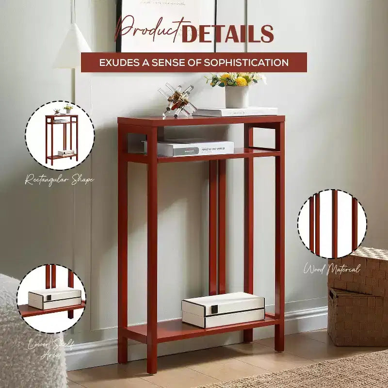 Kings Brand Furniture – Table console étroite avec étagères de rangement, table d'appoint pour chambre, entrée, couloir, salon, hall d'entrée