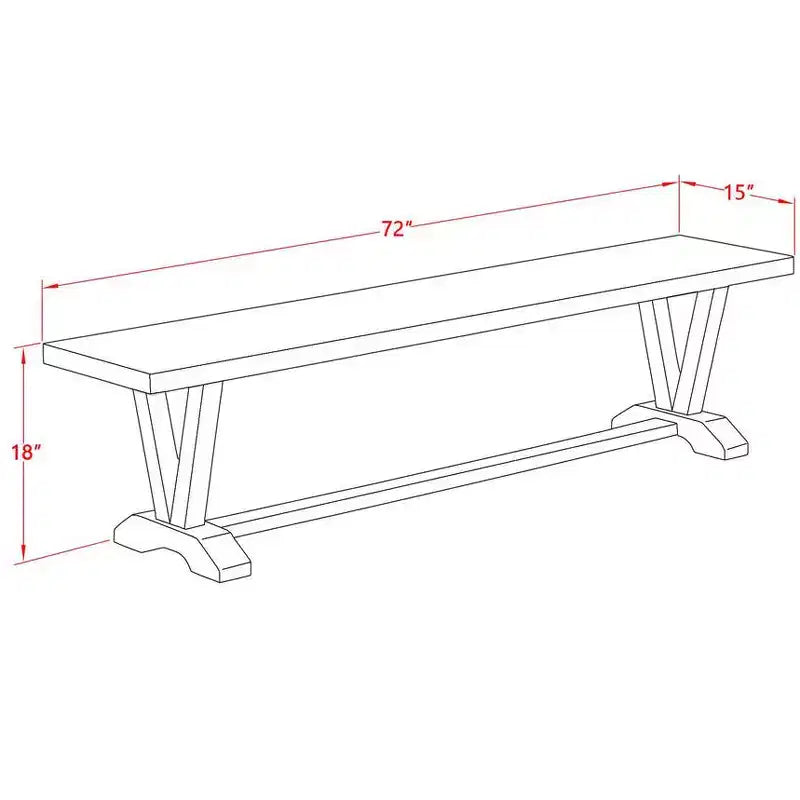 Banc de table à manger moderne HomeStock avec assise en bois, 72x15x18 pouces, finition espresso