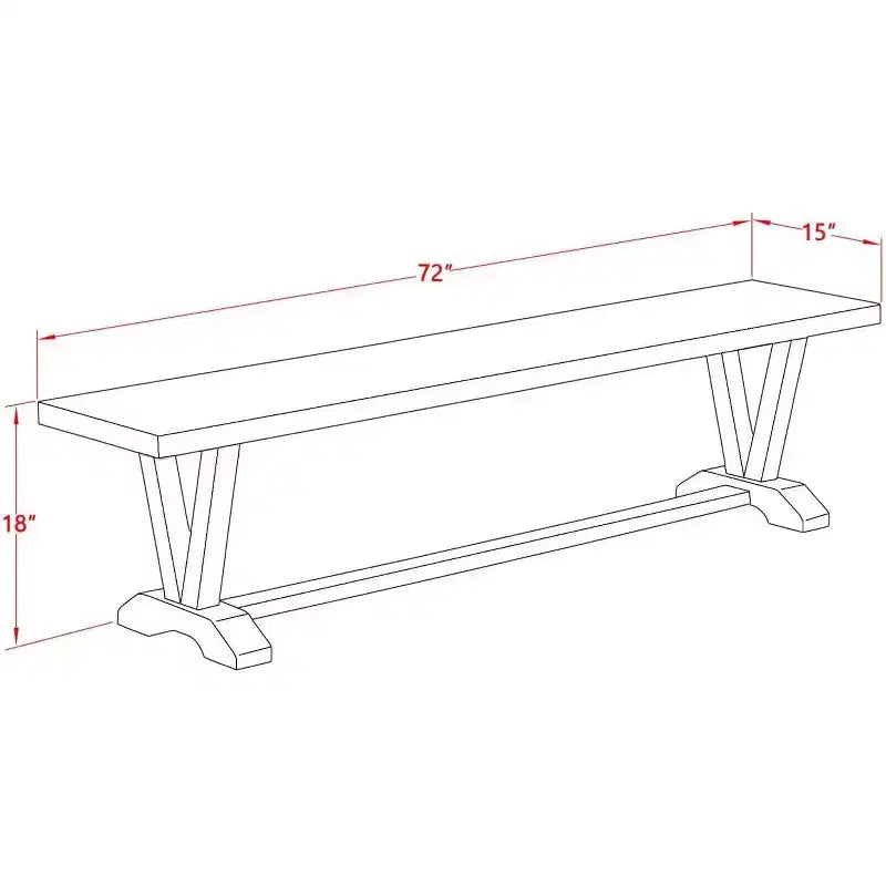 Banc de table à manger moderne HomeStock avec assise en bois, 72x15x18 pouces, finition espresso