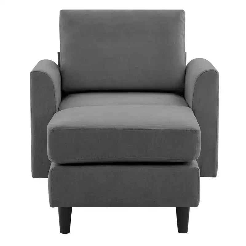 Fauteuil d'appoint moderne avec pouf – Beige / Bleu sarcelle foncé / Gris, Ensemble de 2 pièces, 2 places