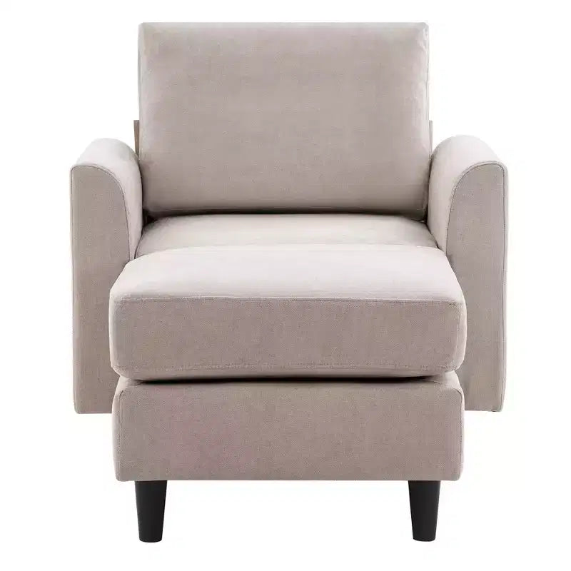 Fauteuil d'appoint moderne avec pouf – Beige / Bleu sarcelle foncé / Gris, Ensemble de 2 pièces, 2 places