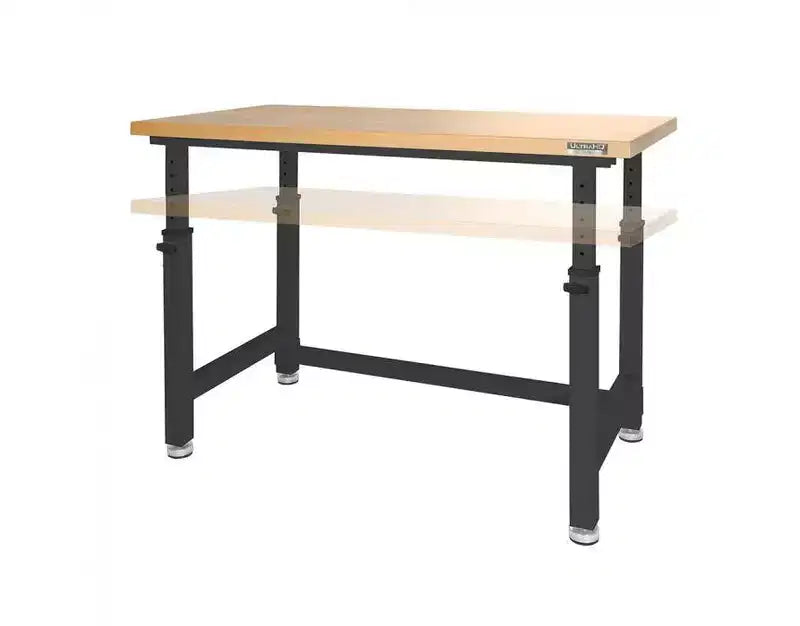 Établi réglable robuste avec plateau en bois, 48" x 24", 1 personne — Granit / Graphite / Rouge / Blanc