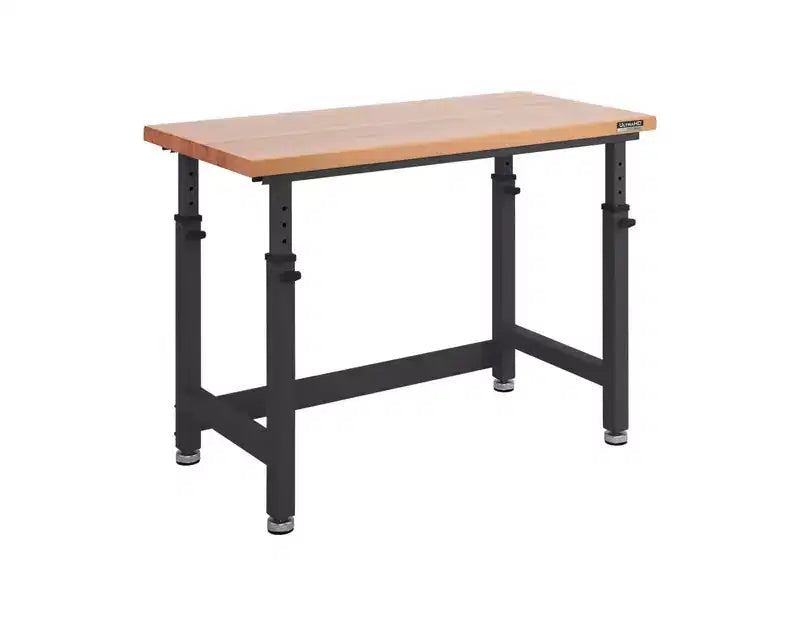 Établi réglable robuste avec plateau en bois, 48" x 24", 1 personne — Granit / Graphite / Rouge / Blanc