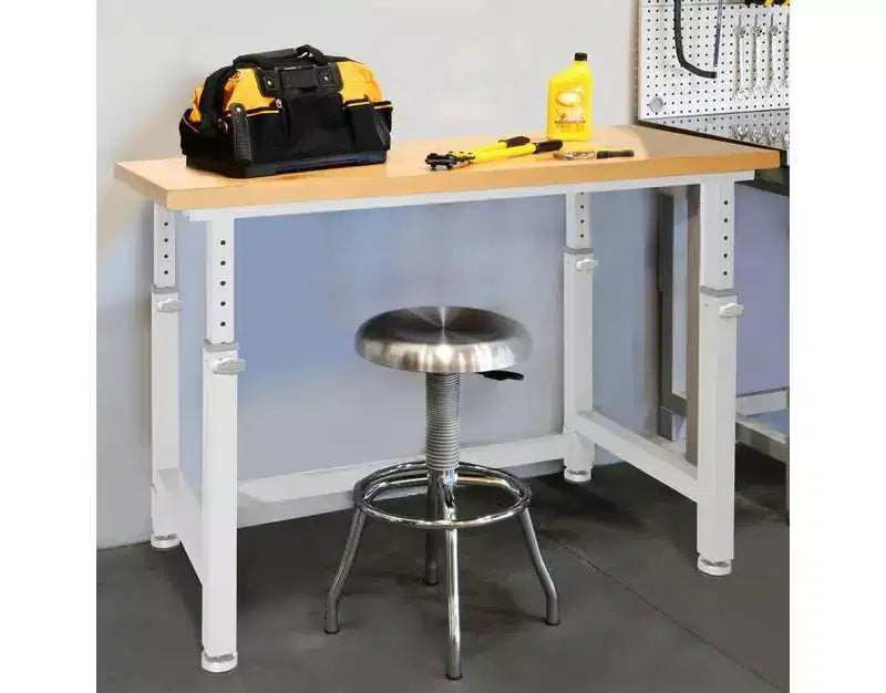 Établi réglable robuste avec plateau en bois, 48" x 24", 1 personne — Granit / Graphite / Rouge / Blanc