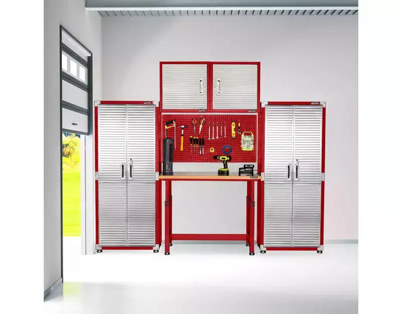 Établi réglable robuste avec plateau en bois, 48" x 24", 1 personne — Granit / Graphite / Rouge / Blanc