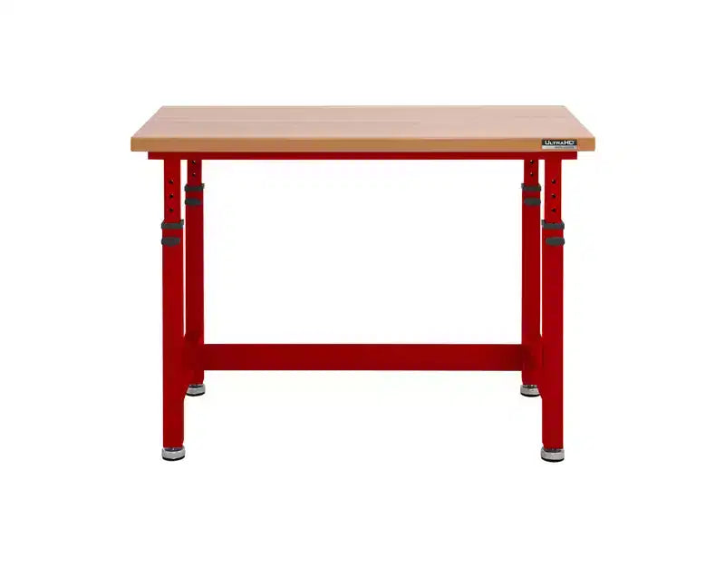 Établi réglable robuste avec plateau en bois, 48" x 24", 1 personne — Granit / Graphite / Rouge / Blanc
