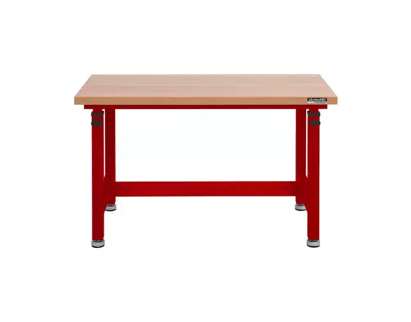 Établi réglable robuste avec plateau en bois, 48" x 24", 1 personne — Granit / Graphite / Rouge / Blanc