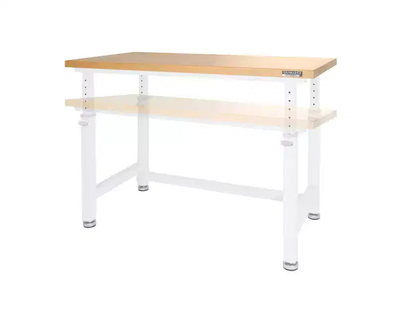 Établi réglable robuste avec plateau en bois, 48" x 24", 1 personne — Granit / Graphite / Rouge / Blanc