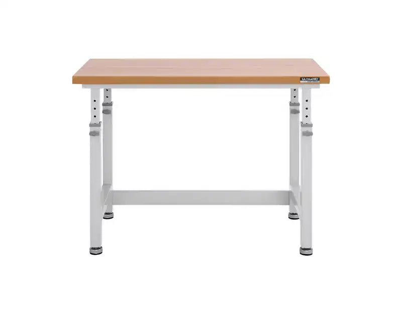 Établi réglable robuste avec plateau en bois, 48" x 24", 1 personne — Granit / Graphite / Rouge / Blanc