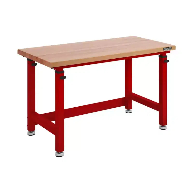 Établi réglable robuste avec plateau en bois, 48" x 24", 1 personne — Granit / Graphite / Rouge / Blanc
