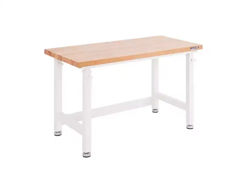 Établi réglable robuste avec plateau en bois, 48" x 24", 1 personne — Granit / Graphite / Rouge / Blanc