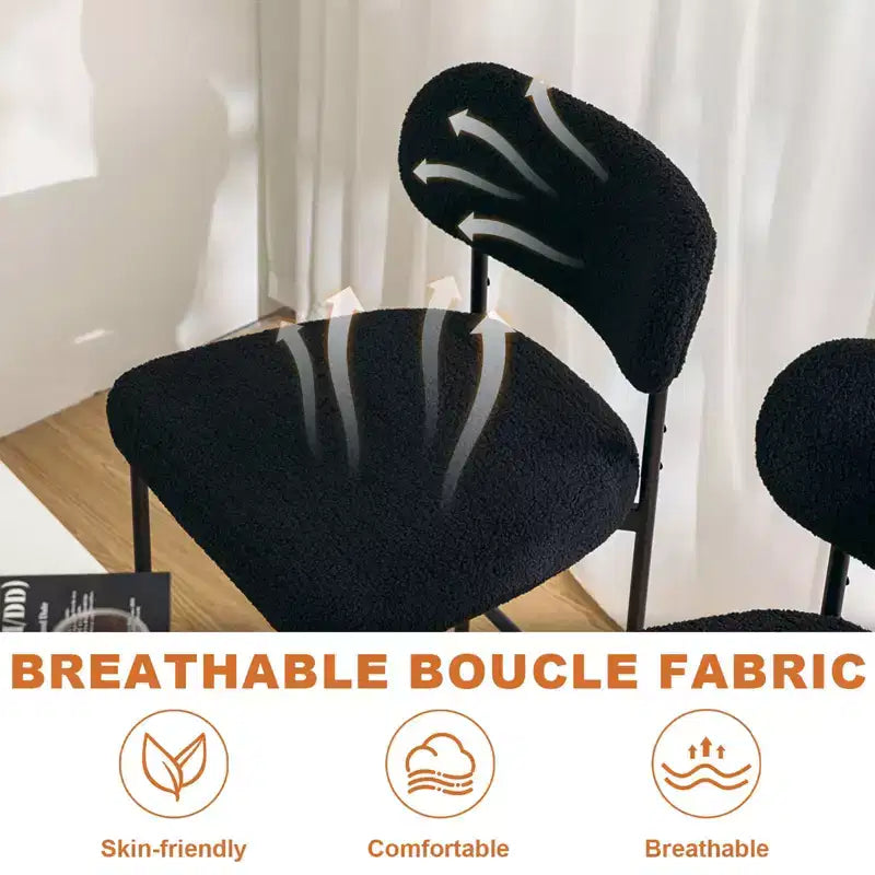 Lot de 3 tabourets de bar rembourrés ronds, hauteur comptoir, noir et blanc