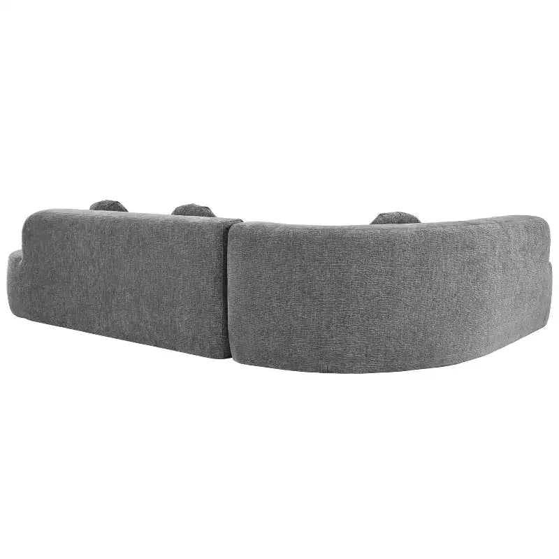 Grand canapé d'angle en chenille avec oreillers, beige/gris/orange/sable, 4 places