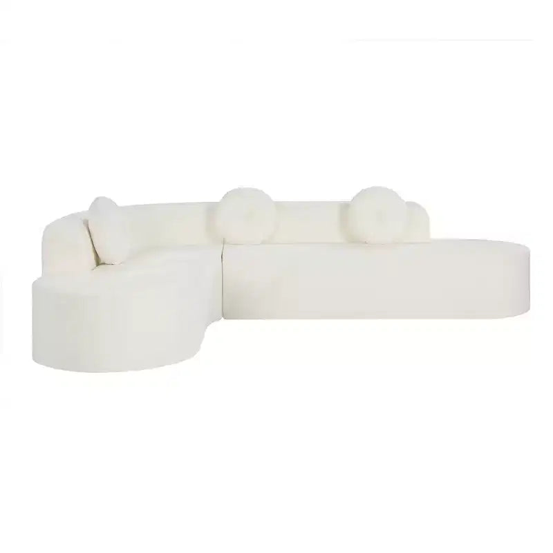 Grand canapé d'angle en chenille avec oreillers, beige/gris/orange/sable, 4 places