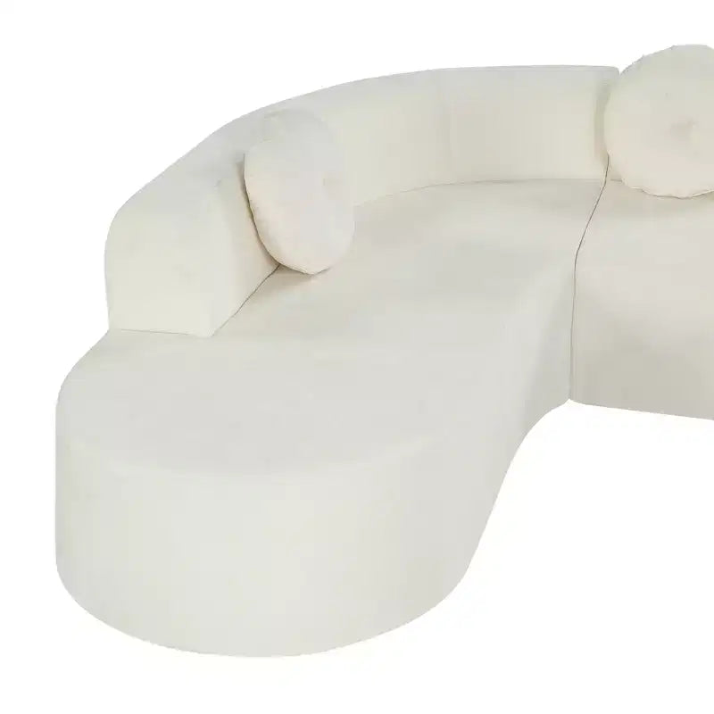 Grand canapé d'angle en chenille avec oreillers, beige/gris/orange/sable, 4 places
