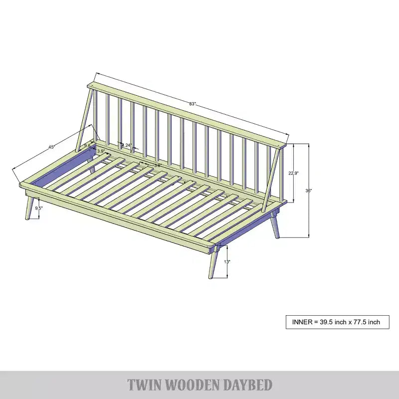 Lit de repos double en bois ChaletPosh