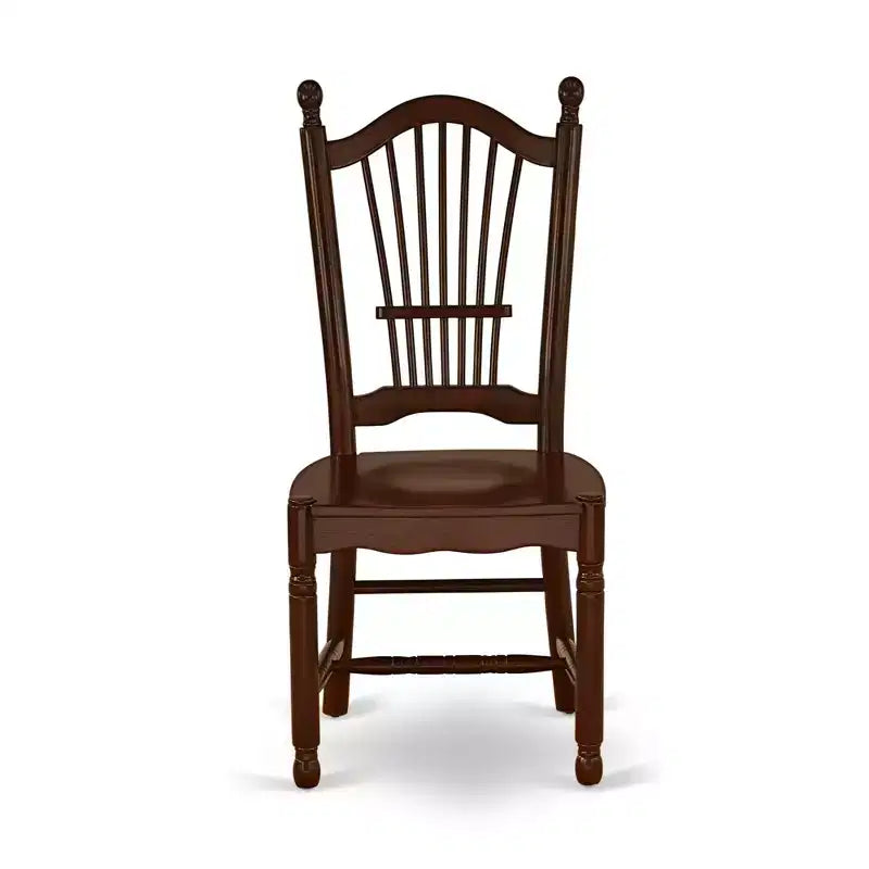 Chaise de salle à manger en bois à lattes, blanc lin et acajou, lot de 2