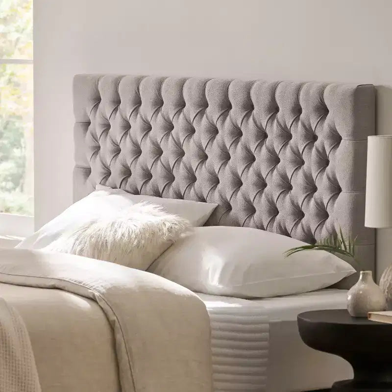 Tête de lit capitonnée réglable pour lit Queen/Full — Multicolore, Tissu et velours, 2 personnes