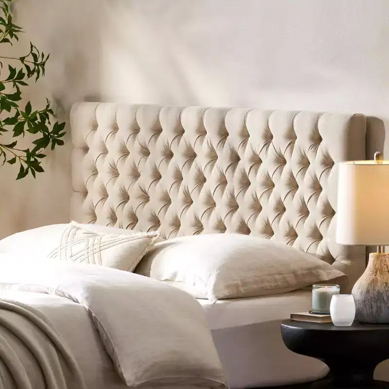 Tête de lit capitonnée réglable pour lit Queen/Full — Multicolore, Tissu et velours, 2 personnes
