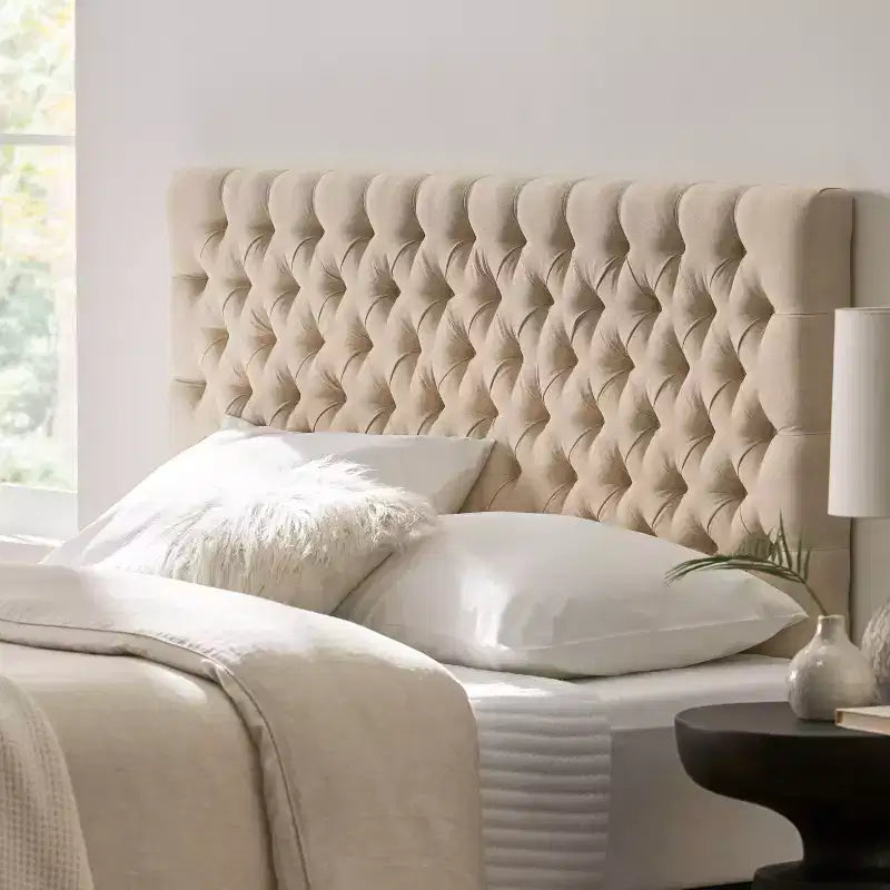 Tête de lit capitonnée réglable pour lit Queen/Full — Multicolore, Tissu et velours, 2 personnes