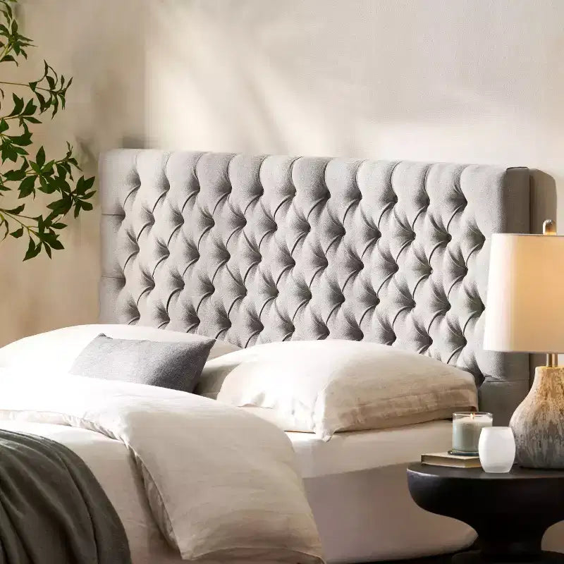Tête de lit capitonnée réglable pour lit Queen/Full — Multicolore, Tissu et velours, 2 personnes