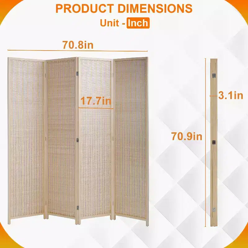 Paravent en bambou de 1,8 m – 4/6 panneaux, noir/naturel