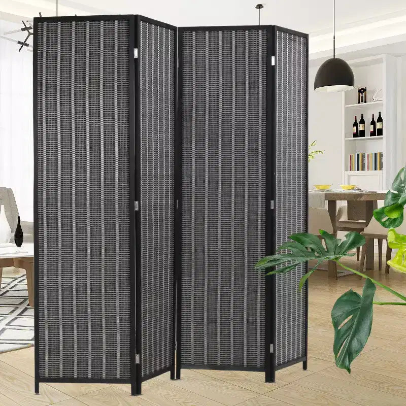 Paravent en bambou de 1,8 m – 4/6 panneaux, noir/naturel